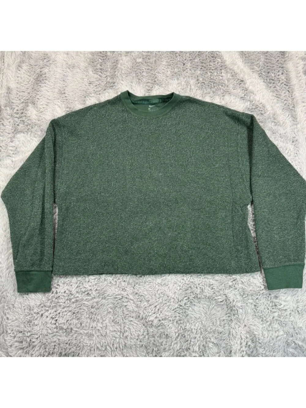 Nike T-Shirt Women's S Green Cotton Cropped Performance Speckled Running Gym